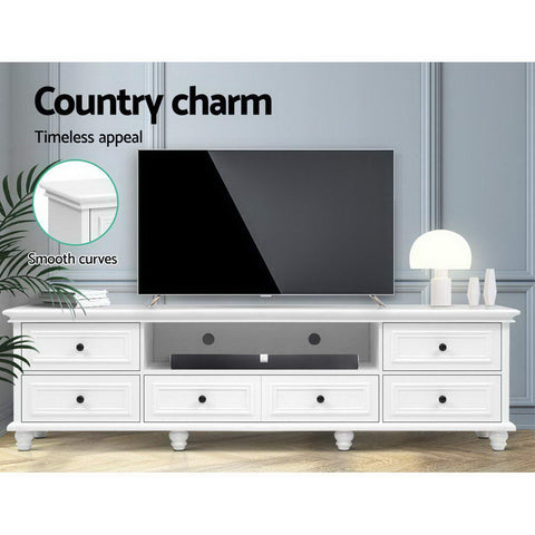 Image of Artiss TV Cabinet Entertainment Unit Stand 6 Storage Drawers Country Style 200cm