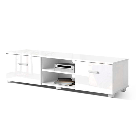 Image of Artiss TV Cabinet Entertainment Unit Stand High Gloss Furniture Storage Drawers 140cm White