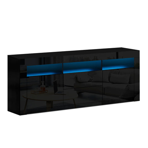 Image of Artiss TV Cabinet Entertainment Unit Stand RGB LED Gloss Drawers 160cm Black