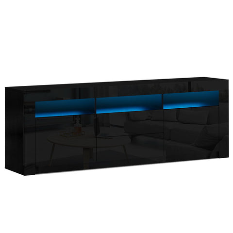 Image of Artiss TV Cabinet Entertainment Unit Stand RGB LED High Gloss Furniture Storage Drawers Shelf 200cm Black