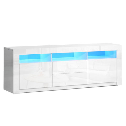 Image of Artiss TV Cabinet Entertainment Unit Stand RGB LED High Gloss Furniture Storage Drawers Shelf 200cm White