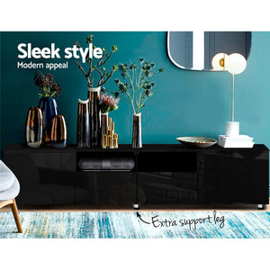 Artiss TV Cabinet Entertainment Unit Stand High Gloss Furniture 205cm Black