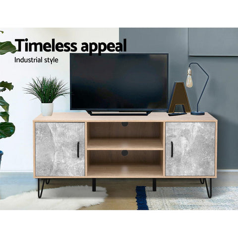 Image of Artiss TV Cabinet Entertainment Unit Stand Industrial Wooden Metal Legs Oak
