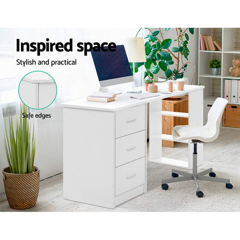 Image of Artiss Office Computer Desk Student Study Table Workstation 3 Drawers Shelf 120cm