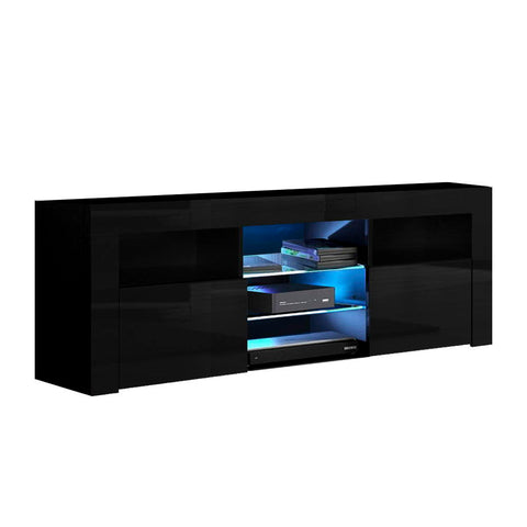 Image of Artiss TV Cabinet Entertainment Unit Stand RGB LED Gloss Furniture 160cm Black
