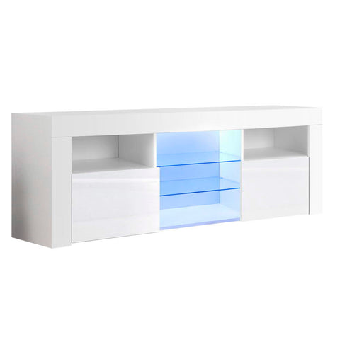 Image of Artiss TV Cabinet Entertainment Unit Stand RGB LED Gloss Furniture 160cm White