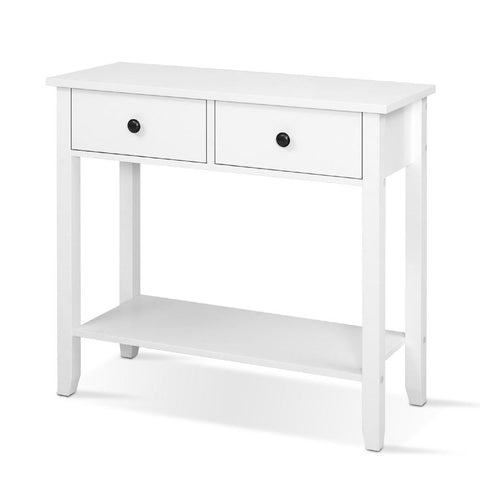 Image of Hallway Console Table Hall Side Entry 2 Drawers Display White Desk Furniture
