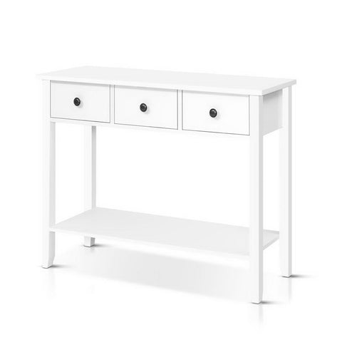 Image of Hallway Console Table Hall Side Entry 3 Drawers Display White Desk Furniture