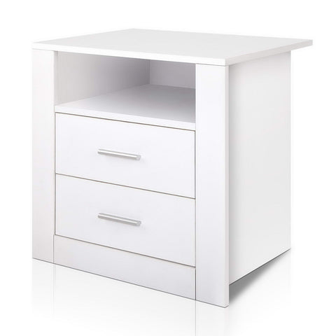 Image of Artiss Anti-Scratch Bedside Table 2 Drawers - White