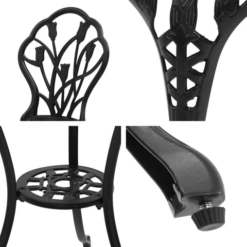 Image of Gardeon 3PC Outdoor Setting Cast Aluminium Bistro Table Chair Patio Black