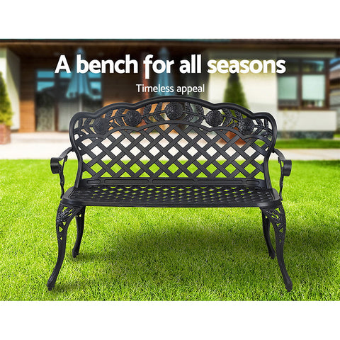 Image of Gardeon Garden Bench Patio Porch Park Lounge Cast Aluminium Outdoor Furniture