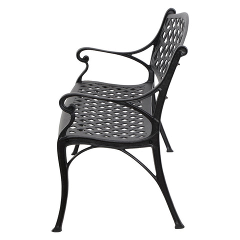 Image of Gardeon Garden Bench Outdoor Seat Chair Cast Aluminium Park Black