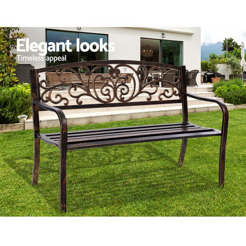 Image of Gardeon Cast Iron Garden Bench - Bronze