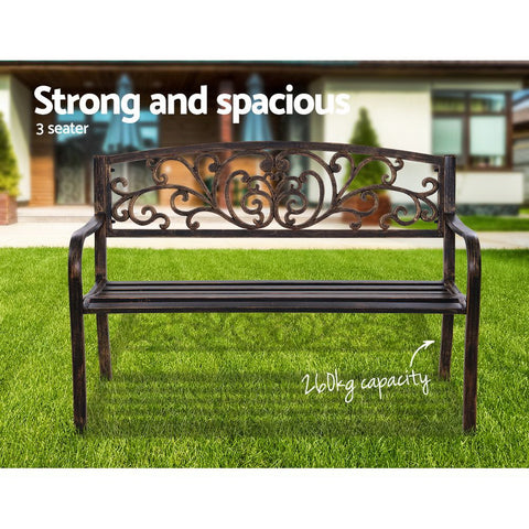 Image of Gardeon Cast Iron Garden Bench - Bronze