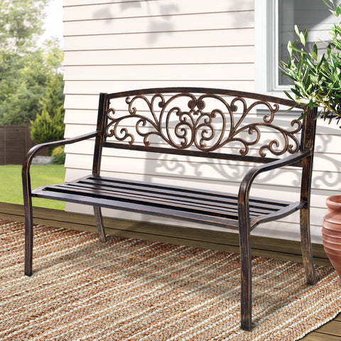 Image of Gardeon Cast Iron Garden Bench - Bronze