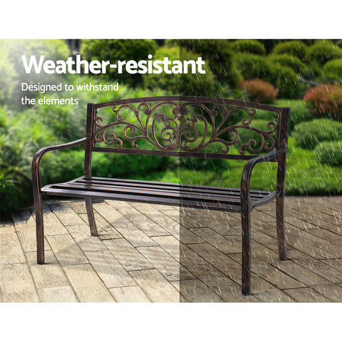 Image of Gardeon Cast Iron Garden Bench - Bronze