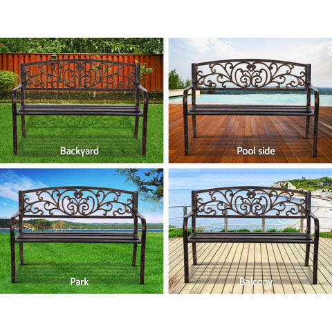 Image of Gardeon Cast Iron Garden Bench - Bronze