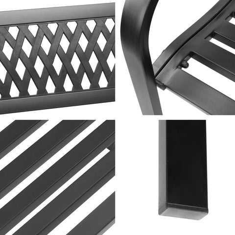 Image of Gardeon Steel Modern Garden Bench - Black