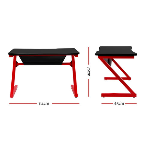 Image of Artiss Gaming Desk Home Office Carbon Fiber Computer Table Racer Desks Black Red