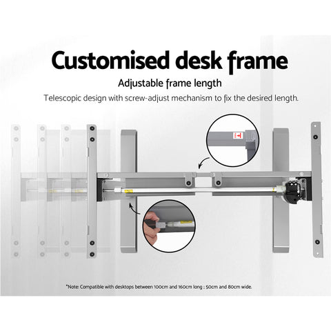 Image of Artiss Height Adjustable Standing Desk Motorised Electric Frame Riser Laptop Computer 100cm