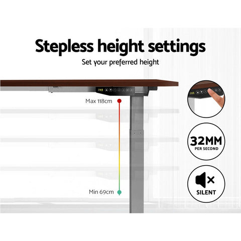 Image of Artiss Standing Desk Sit Stand Laptop Computer Table Motorised Electric Dual Motors 140cm