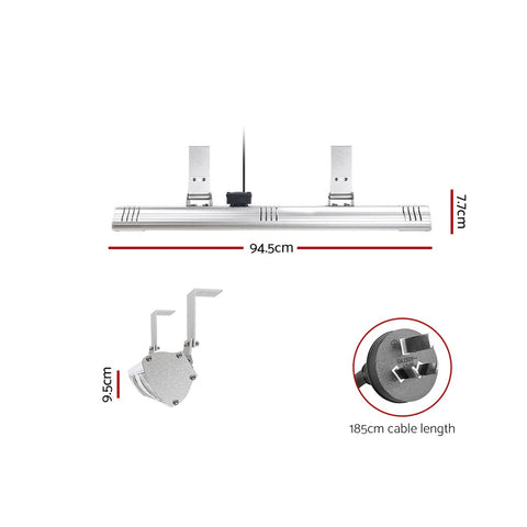 Image of Devanti Electric Infrared Heater Outdoor Radiant Strip Heaters Halogen 3000W