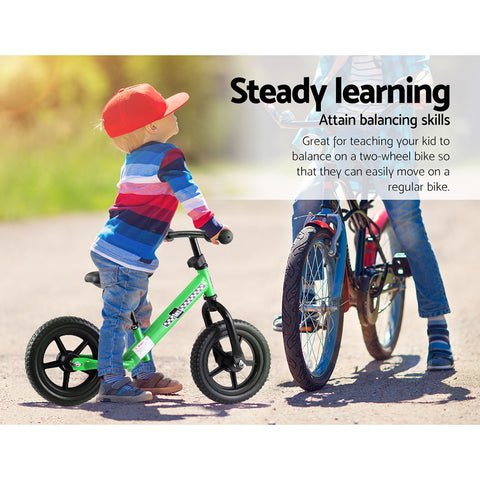 Image of Rigo Kids Balance Bike Ride On Toys Push Bicycle Wheels Toddler Baby 12" Bikes Green