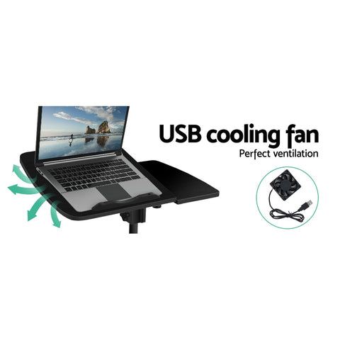 Image of Artiss Laptop Desk Table Fan Cooling Black 60CM