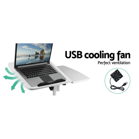 Image of Artiss Laptop Desk Table Fan Cooling White 60CM