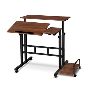 Mobile Twin Laptop Desk - Dark Wood