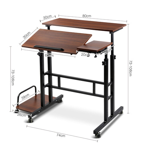 Image of Artiss Twin Laptop Table Desk - Dark Wood