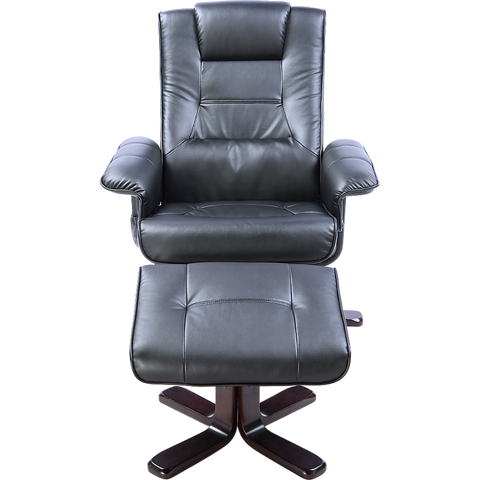 Image of Massage Chair Recliner Ottoman Lounge Remote PU Leather - Black