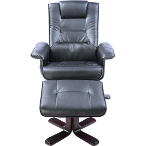 Massage Chair Recliner Ottoman Lounge Remote PU Leather - Black