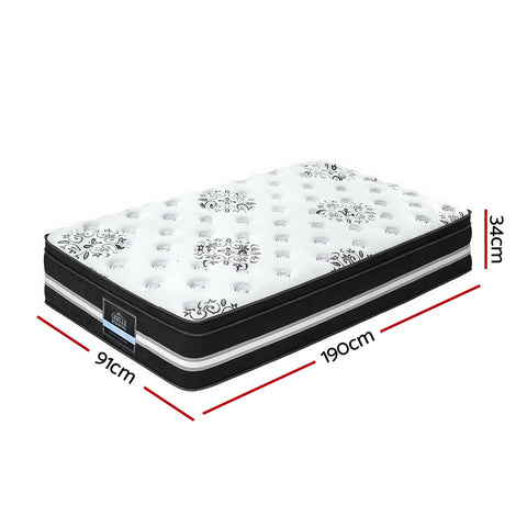 Image of Giselle Bedding Donegal Euro Top Cool Gel Pocket Spring Mattress 34cm Thick Single