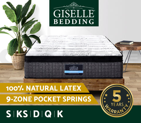 Image of Giselle QUEEN Bed Mattress 9 Zone Pocket Spring Latex Foam Medium Firm 34cm