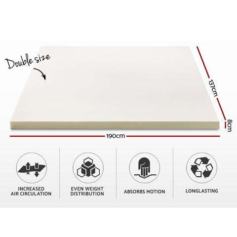 Image of Giselle Bedding Memory Foam Mattress Topper w/Cover 8cm - Double
