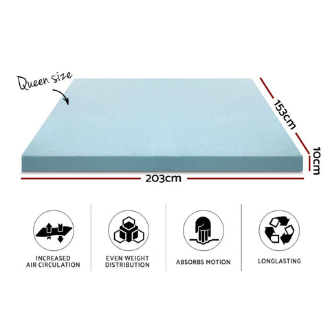 Image of Giselle Bedding Cool Gel Memory Foam Mattress Topper w/Bamboo Cover 10cm - Queen