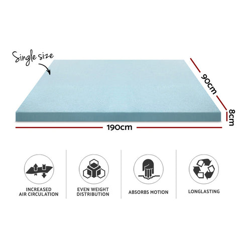 Image of Giselle Bedding Cool Gel Memory Foam Mattress Topper w/Bamboo Cover 8cm - Single