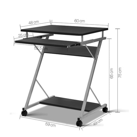 Image of Artiss Metal Pull Out Table Desk - Black