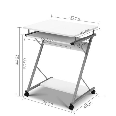Image of Artiss Metal Pull Out Table Desk - White