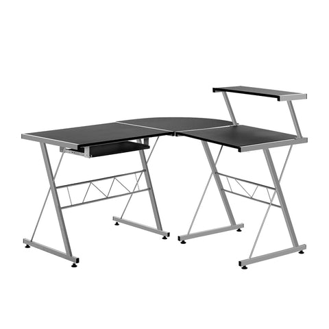 Image of Artiss Corner Metal Pull Out Table Desk - Black