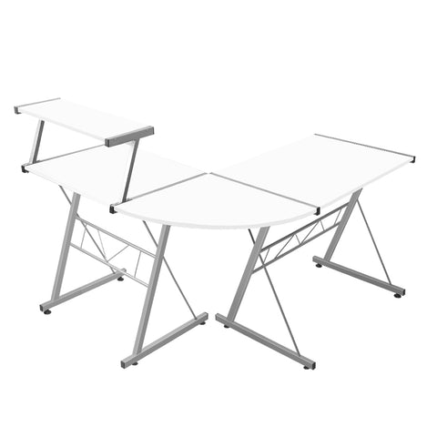 Image of Artiss Corner Metal Pull Out Table Desk - White