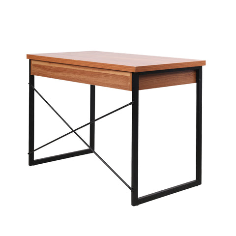 Image of Artiss Metal Desk with Drawer - Walnut