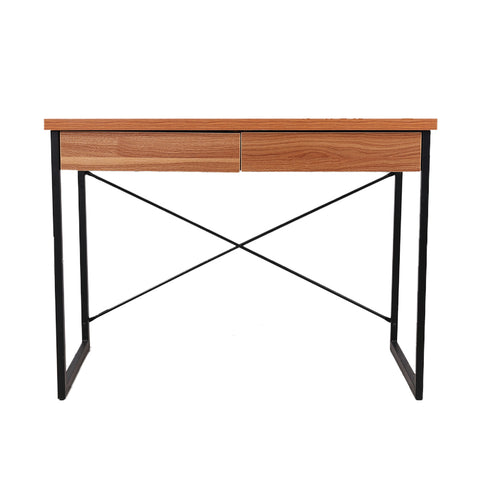 Image of Artiss Metal Desk with Drawer - Walnut