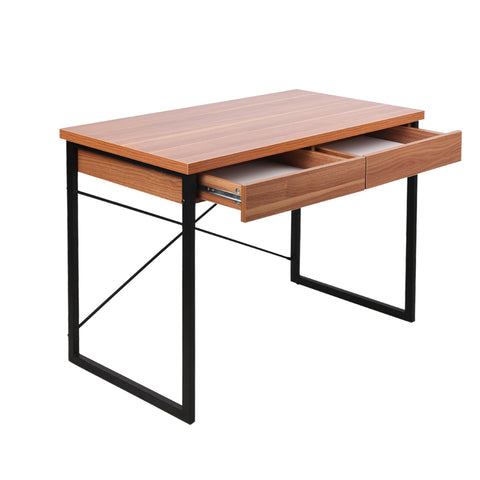 Image of Artiss Metal Desk with Drawer - Walnut