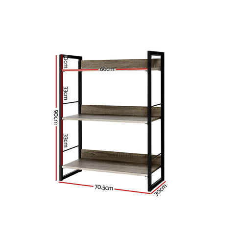 Image of Artiss Bookshelf Display Shelves Metal Bookcase Wooden Book Shelf Wall Storage