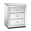 Artiss Mirrored Bedside table Drawers Furniture Mirror Glass Presia Silver