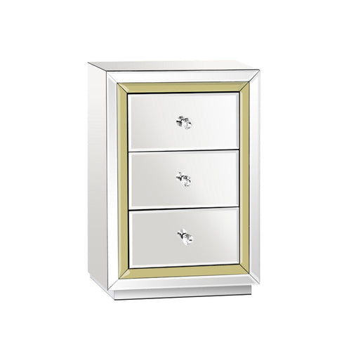 Image of Artiss Mirrored Furniture Bedside Table Chest Drawers Gloss Nightstand
