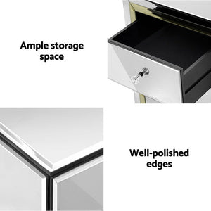 Artiss Mirrored Furniture Bedside Table Chest Drawers Gloss Nightstand