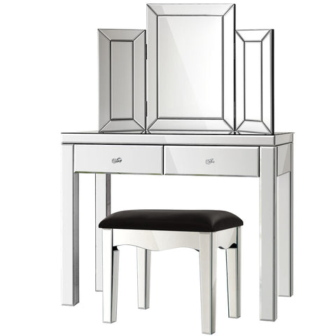 Image of Artiss Mirrored Furniture Dressing Table Dresser Chest of Drawers Mirror Stool